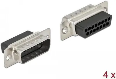 Produktbild von DELOCK D-Sub 15 Pin Crimp Stecker, Metall, 4 Stück