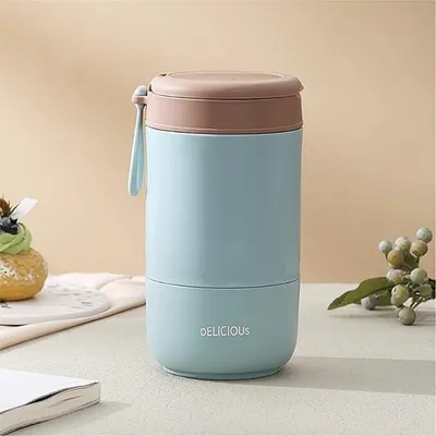 Produktbild von Becher,ThermobehäLter,MüSlibecher,Doppelschicht,680ml,Auslaufsicherer thermo Lunchbox Edelstahl behälter,Wärmedämmung,blau,für Arbeit,Schule,Tourismus