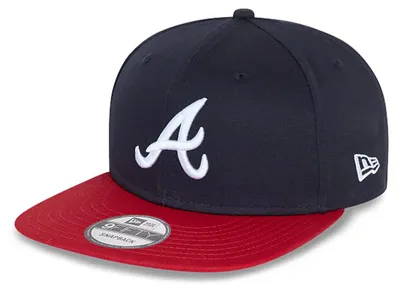 Produktbild von New Era Atlanta Braves Cap 9FIFTY Snapback, Offizieller Fanartikel, Navy mit rotem Schirm, 100% Baumwolle