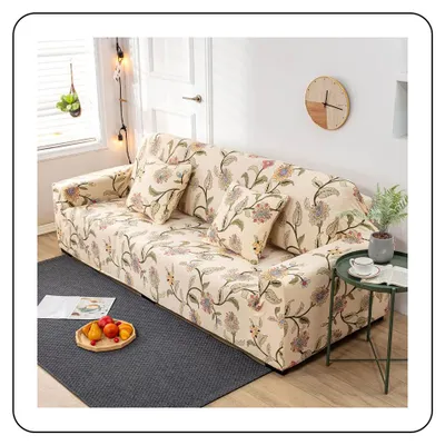 Produktbild von Sofabezug mit Blumenmuster, Ecksofabezug, Stretch-Sofabezug, Jacquard-Sofaschutz