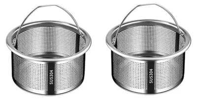 Produktbild von INF 304 Edelstahl Spülbeckensieb 4cm Feinmaschiger Korb 2er-Set Küche
