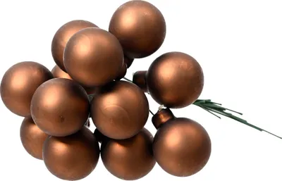 Produktbild von Weihnachtskugeln am Draht 2cm Glas 12 Stück - Espressobraun matt