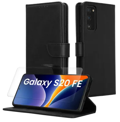Produktbild von kwmobile Kunstleder Handyhülle kompatibel mit Samsung Galaxy S20 FE Hülle - Brieftaschen Schutzhülle aus Kunstleder mit Displayschutz und RFID-Schutz -