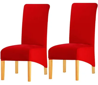 Immagine prodotto di Copri sedie XL, schienale alto, Spandex, colore rosso, set da 2