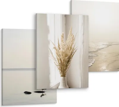 Produktbild von Muralo Leinwand Bilder Set 3 Bilder 30x40cm PFLANZEN Strand Meer Natur Wandbilder Für Wohnzimmer Schlafzimmer