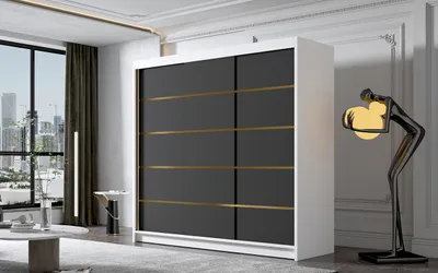 Obrázek produktu pro Šatní skříň MILINA - 200 cm, bílá / černá