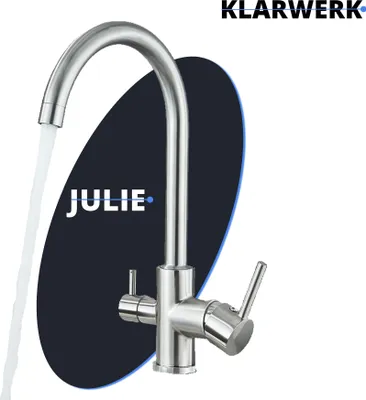 Immagine prodotto di Julie | rubinetto acqua potabile 3 vie premium argento spazzolato | rubinetto osmosi acciaio inox cucina | rubinetto miscelatore - 360 gradi | filtro 3 connessioni