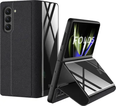 Produktbild von Für Samsung Galaxy Z Fold5 5G Schutzhülle aus Kunstleder mit Kreditkartenfach