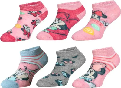 Produktbild von Disney Minnie Maus 6-er Pack Kinder Mädchen kurze Socken – Bunt / 27/30
