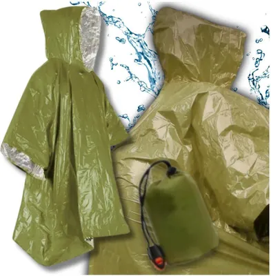 Immagine prodotto di Camerazar Poncho impermeabile multifunzionale con cappuccio, cappotto verde