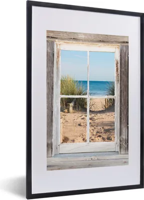 Produktbild von MuchoWow® Gerahmtes Poster Aussicht - Strand - Meer 40x60 cm - Poster mit Schwarzem Bilderrahmen Wandposter Rahmen Foto Bilder - Poster in Rahmen