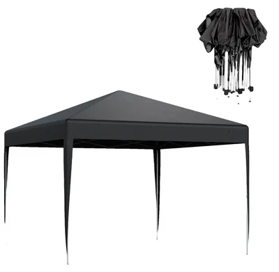 Produktbild von Pop-Up Pavillon, wasserdicht, tragbarer Sonnenschutz, Schwarz 3X3M