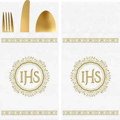 Produktbild von TASCHEN Servietten Besteckhüllen Heilige Kommunion IHS Dekoration 16-tlg.
