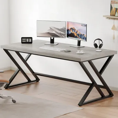 Produktbild von Grauer Büro-Schreibtisch mit Computerablage