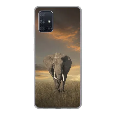 Produktbild von MuchoWow® Handyhülle Schutzhülle Hülle für Samsung Galaxy A51 Elefant - Tiere - Gras - Natur Silikon Softcase Handy Hülle - Schutzabdeckung