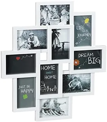 Productafbeelding van PromoHome® Fotocollageframe voor 10 foto's - Wit, kunststof - 55x50 cm