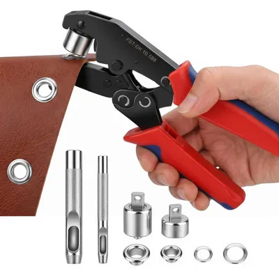 Image de Kit de sangles de tension comprenant 500 œillets en acier inoxydable (250 de diamètre 6 mm, 250 de diamètre 10 mm), avec système de serrage et tête interchangeable