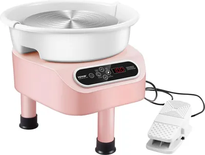 Produktbild von Töpferscheibe 10 Zoll Keramikscheibe Fußpedal Touchscreen 350 W 3 Beine Rosa