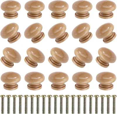 Productafbeelding van Houten meubelknopen, rond, 24 mm, 20 stuks, geschikt voor keuken en meubels