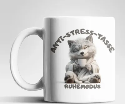 Produktbild von Anti Stress Ruhemodus Wolf Kaffeetasse Teetasse Tasse Geschenkidee 325 ml