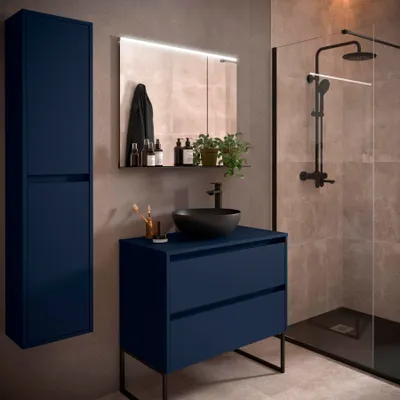 Immagine prodotto di Salgar mobili da bagno NOJA 800 2 cassetti BLU SATIN + piano lavabo