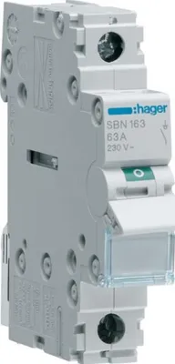 Zdjęcie produktu dla Wyłącznik automatyczny Hager 1P 63A SBN163