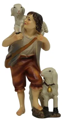 Produktbild von Krippenfigur Schäfer mit Schaf 11 cm Polyresin Deko für Krippe