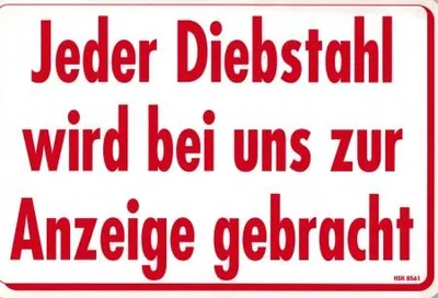 Produktbild von Schild -  DIEBSTAHL WIRD ZUR ANZEIGE GEBRACHT - 308561 - 30 x 20 cm
