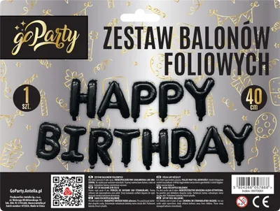 Immagine prodotto di Set di palloncini "Happy Birthday" neri, 13 pezzi