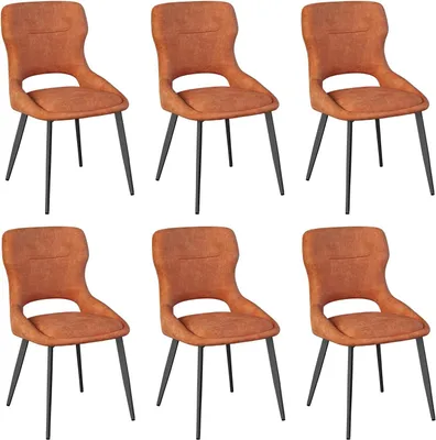 Produktbild von WOLTU Esszimmerstühle 6er Set, Küchenstühle, Wohnzimmerstühle, Samt Stuhl, Gepolsterte Stühle, Orange