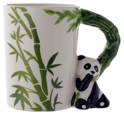 Produktbild von Panda-Keramikbecher mit Bambusgriff