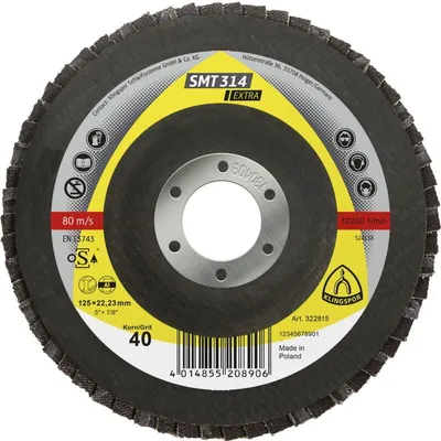 Zdjęcie produktu dla Krążek ścierny do mopa SMT 314, ziarno 125 x 22,23 mm, zakrzywiony 40, 322815