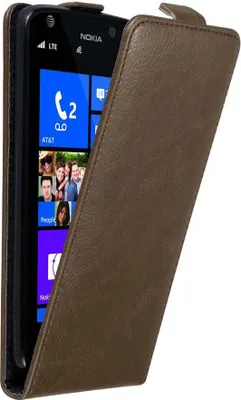 Produktbild von Cadorabo Hülle für Nokia Lumia 925 Schutz Hülle in Braun Flip Etui Handyhülle Case Cover