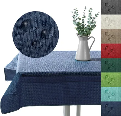 Produktbild von heimtexland ® Outdoor Tischdecke Gartentischdecke wasserfest wetterbeständig rutschfest waschbar Outdoortischdecke Weichschaum Garten Balkon Camping Party Tischdeko Typ883 dunkelblau 110x140 cm eckig
