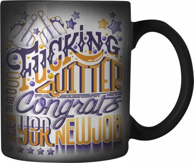 Produktbild von Trendation - Congrats On Your New Job Farbwechsel Zauber-Tasse Geschenk Jobwechsel Neuer Job Abschiedsgeschenk Changing Job (Schwarz)