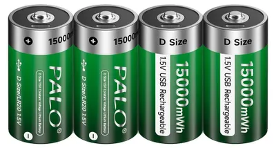 Obrázek produktu pro Dobíjecí baterie, 1,5 V, nabíjecí konektor USB typu C, 4 ks baterií typu D