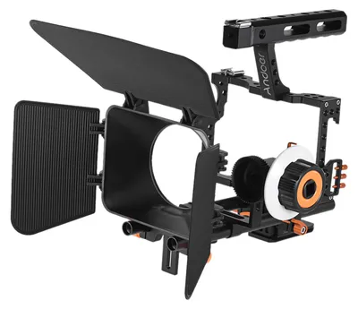 Obrázek produktu pro Andoer C500 Aluminium Alloy Camera Camcorder Video Cage Rig Kit Film Making System with Matte Box + Follow Focus + Handle + 15mm Rod for Panasonic GH4 Replacement for Sony A7S/A7/A7R/A7RII/A7SII/A7IV ILDC Mirrorless Camera