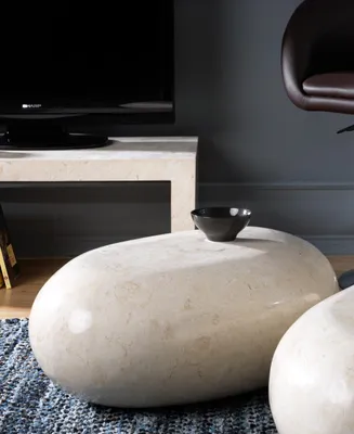 Produktbild von Sasso klein - Couchtisch (50 x 75 x 27 h) aus beigem Fossilstein