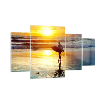 Produktbild von Bilder auf glas - Surfer sonnenuntergang ozean brett - 160x90cm - Glasbilder - Wandbilder - Kunstdruck - Wanddekoration aus Glas - Glas Bilder - Wandbild auf Glas - GDL160x90-2792