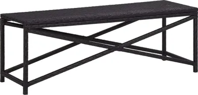Produktbild von Gartenbank "Hormersdorf" aus PE (Polyethylen) Rattan & pulverbeschichteter Stahlrahmen in Schwarz. Abmessungen (L/B/H) 120x40x43 cm