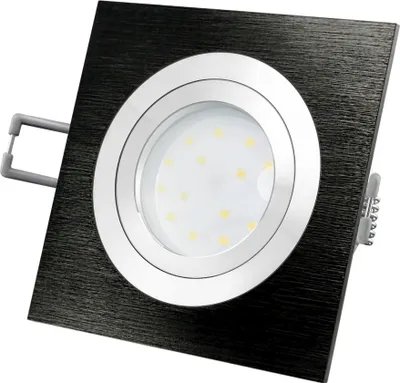 Produktbild von QF-2 Deckeneinbauleuchte flach eckig schwarz - LED Einbaustrahler dimmbar ohne Dimmer mit fourSTEP Modul 4W warmweiß 230V