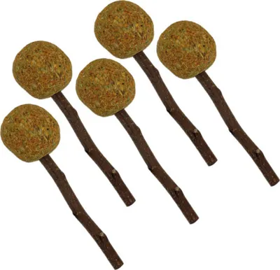 Image de 5PCS Lollipop Forme Bâtons à mâcher Pour Hamsters Lapins Gerbils Rats Cochons d'Inde Chinchillas, Bâtons de foin naturel Pour les dents des petits animaux(Jaune)