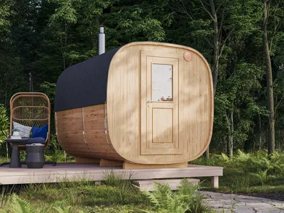 Produktbild von Fjordholz Fass-Sauna Modell Quadro 300 cm