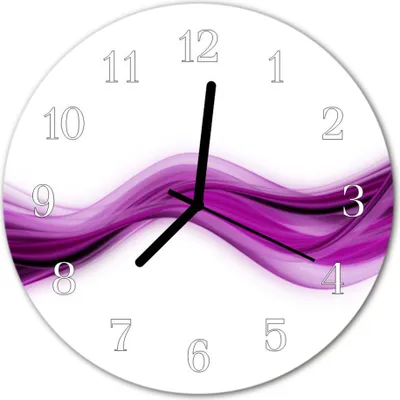 Produktbild von Glasuhr Wanduhr Küchenuhr Echt-Glas 30fi cm Abstrakte Linien violett
