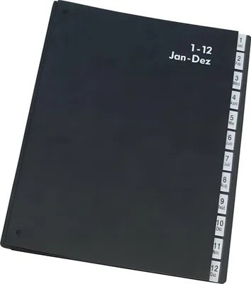 Image de Classeur 1-12 12 compartiments, carton dur, noir
