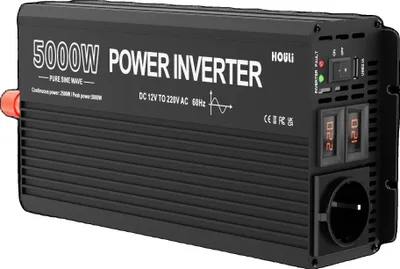 Obrázek produktu pro Měnič HOULI, výkon 3000W až 6000W, čistá sinusoida, 5000W-12V-220V-50HZ