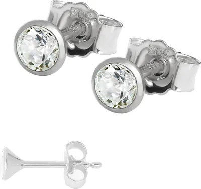 Produktbild von Paar Kleine Ohrstecker 3,5mm Weißgold 585 14 Karat Gold Ohrring Zirkona Weiß