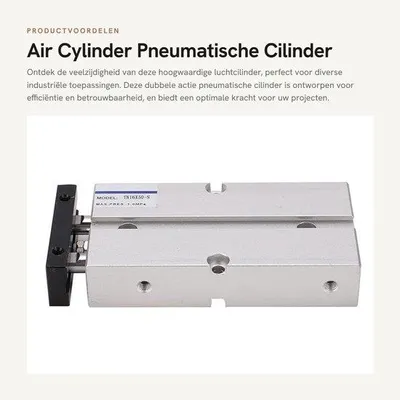 Imagen del producto de Cilindro neumático de aleación de aluminio, diámetro de 16 mm, doble acción, presión de 0,1 a 0,9 MPa, fuerza teórica de 2,9 N