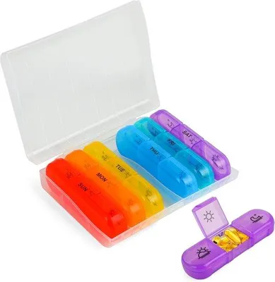 Productafbeelding van Famanu pillendoos voor 7 dagen met ochtend-, middag- en avondindeling - tablettenbox voor onderweg