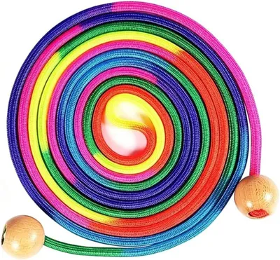 Produktbild von Springseil 2,8 m, Holzgriff, regenbogen, verstellbar, für Spiel